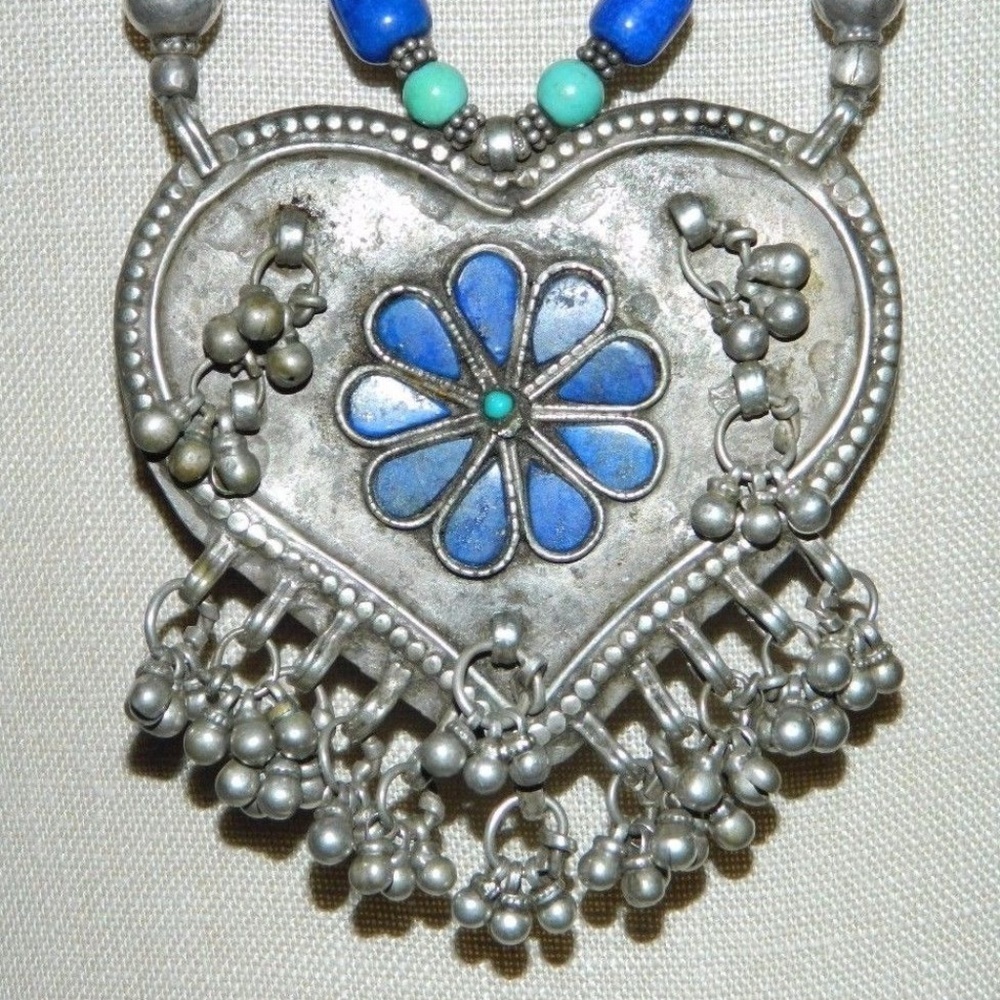 Vintage Tibetan Silver Turquoise Lapis Necklace